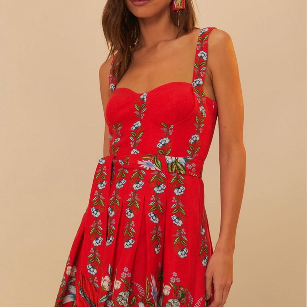 FARM Rio Red Floral Mini Dress - Picture 2 of 13